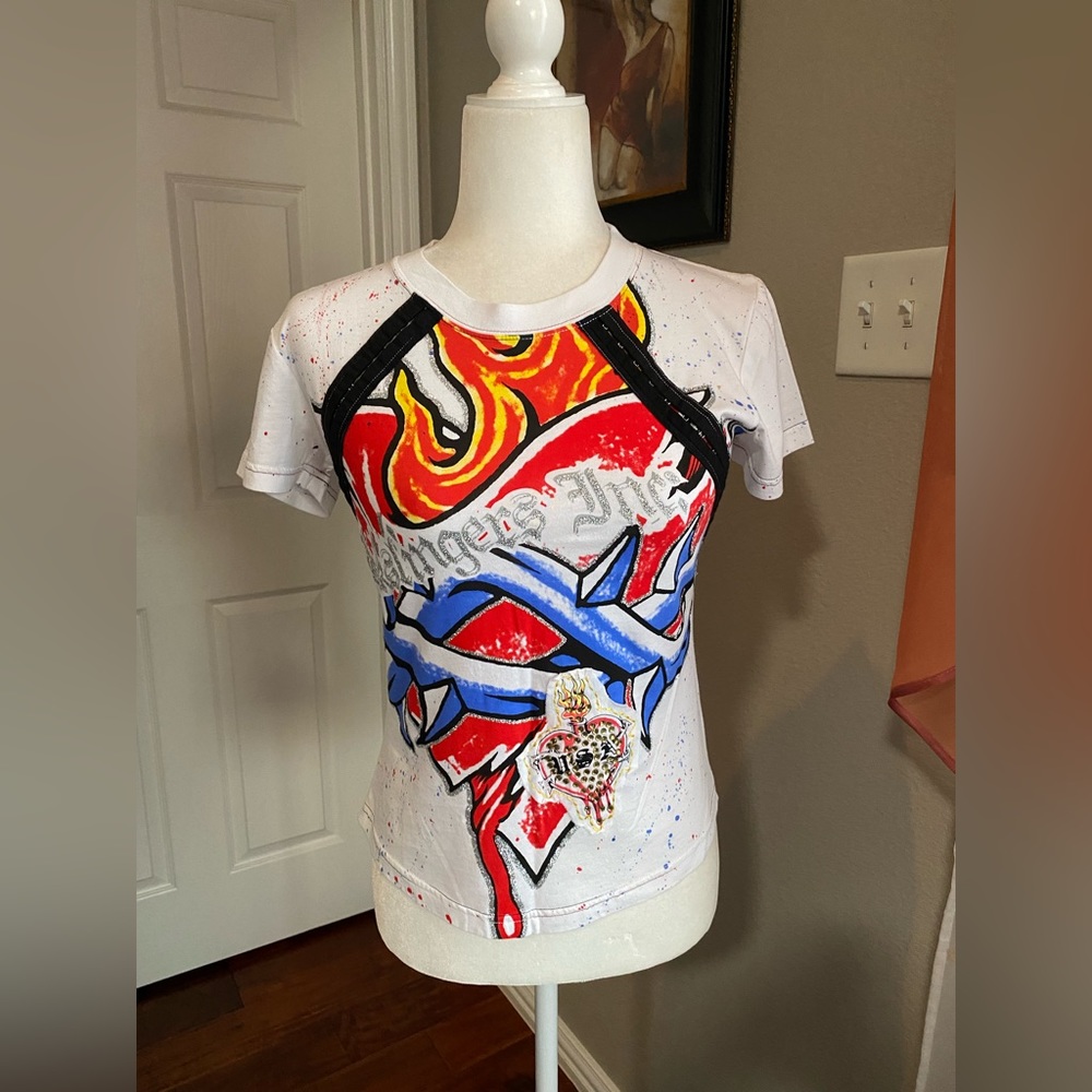 NWT Y2K Vintage Inkslingers USA Women’s Graphic Graffiti Tattoo T-Shirt Sz XS